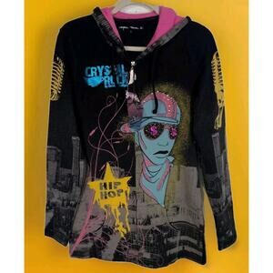 Crystal Rock Jacket XS Y2K Hip Hop Rhinestone Hoodie Christian Audigier A115